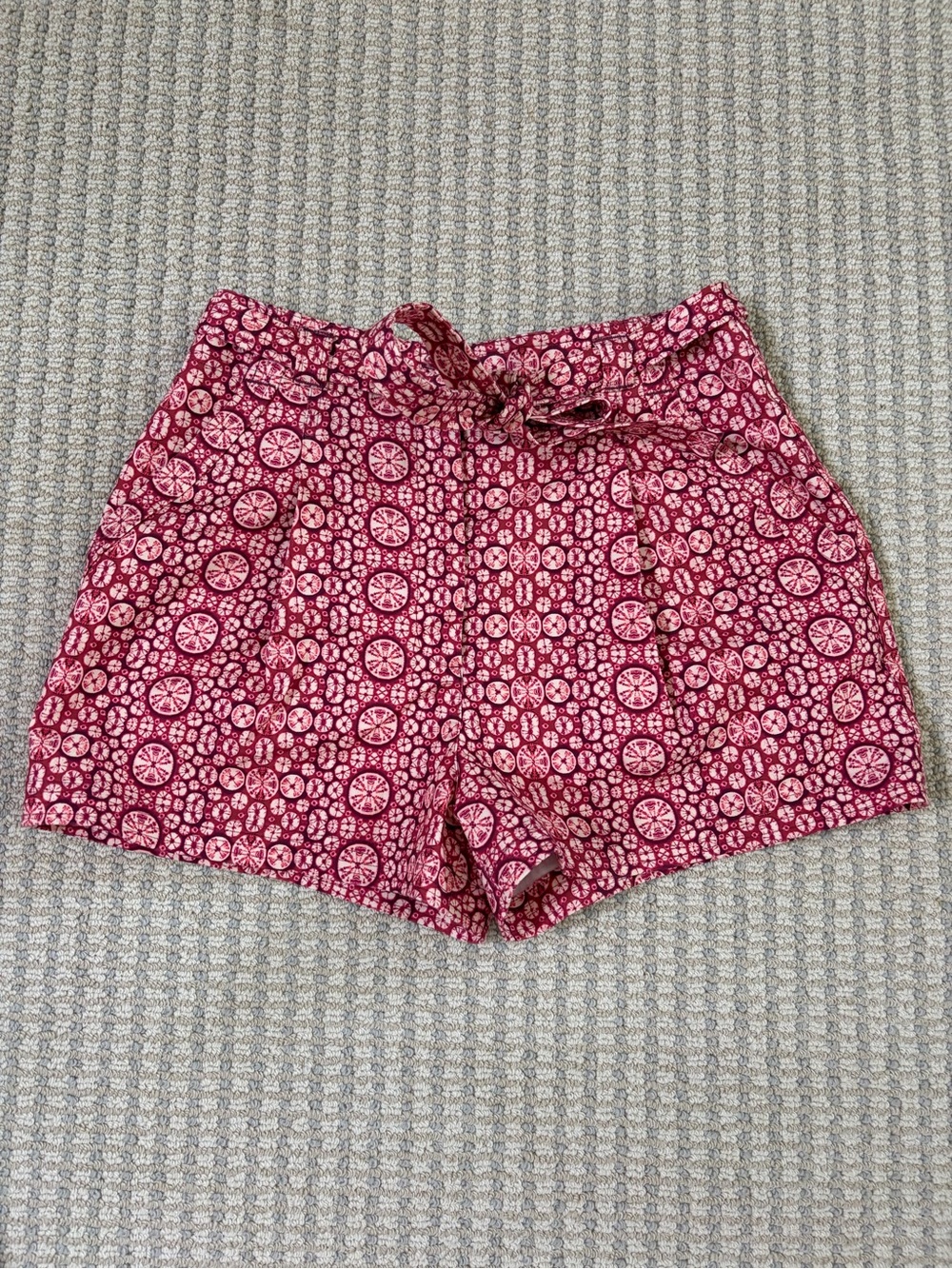 Marie Oliver Pink Patterned High Waist Tie-Front Shorts